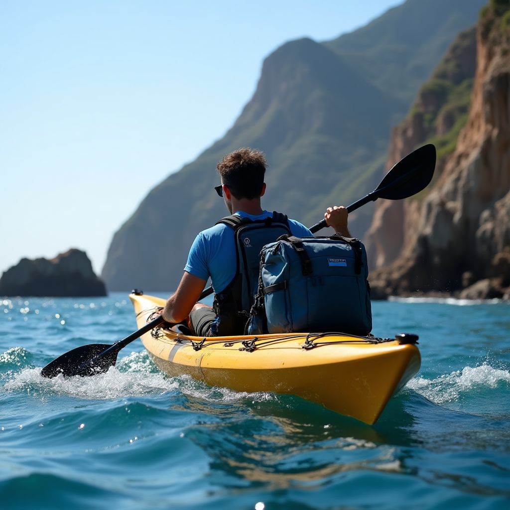 BluePeak waterproof gear during kayaking expedition