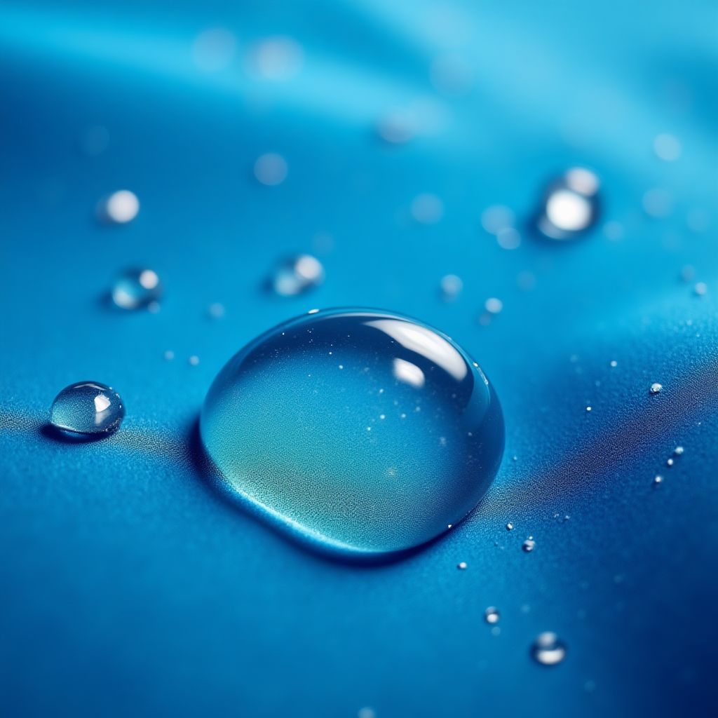Close-up of waterproof material demonstration